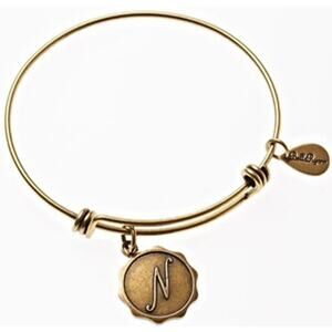 Bella Ryann N Adjustable Expandable Goldtone Wire Bangle Bracelet Initial